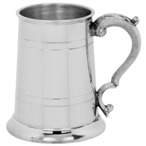 1 Pint* Pewter Beer Mug Tankard With Intricate Curved Handle