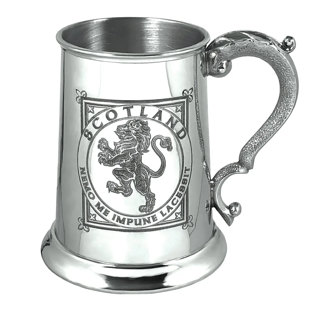 1 Pint* Pewter Beer Mug Tankard with Scottish Rampant Lion Design