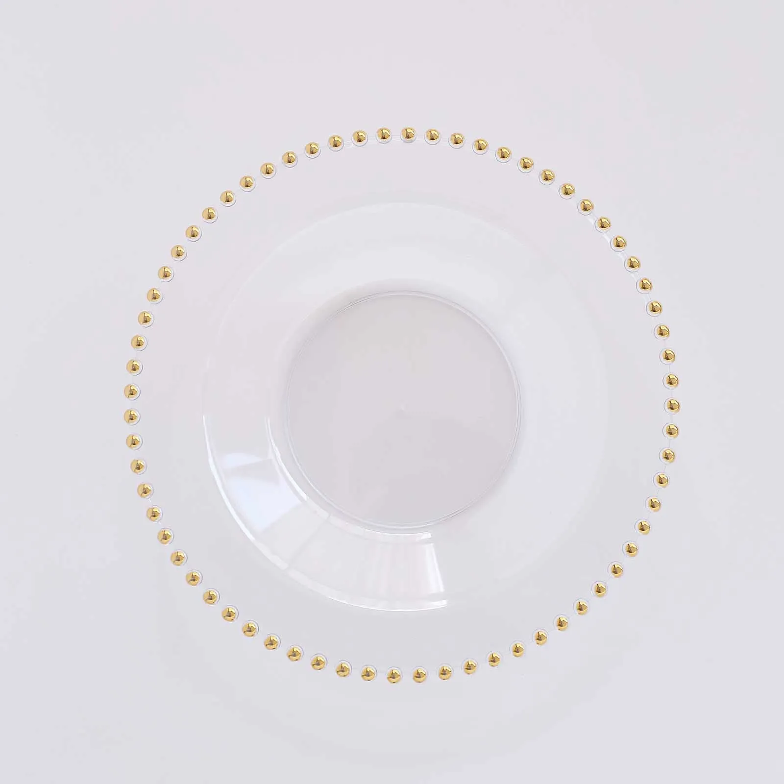 10 Pack Clear Round Plastic Dessert Bowls with Gold Beaded Rim, 12oz Disposable Salad Soup Bowls