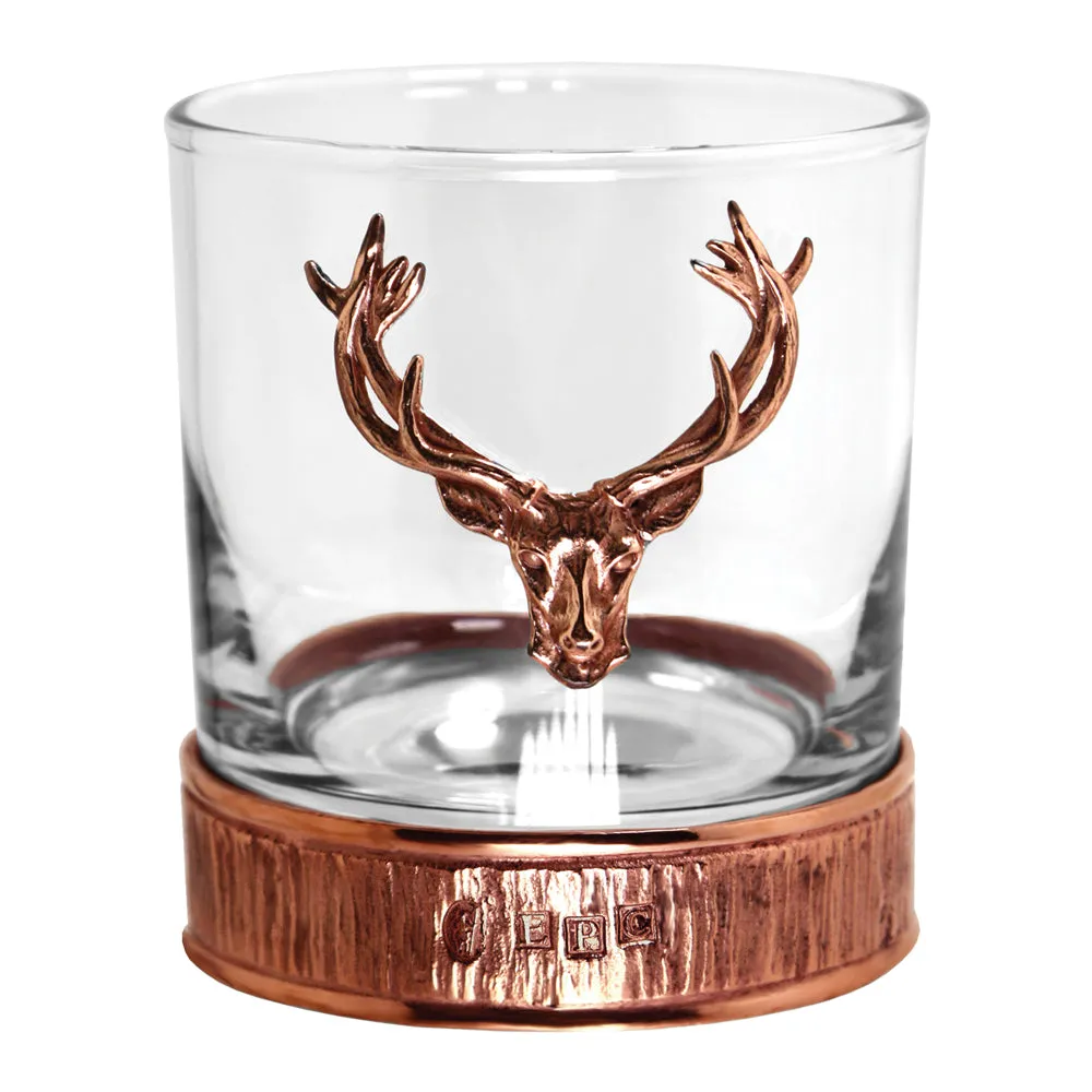 11oz Copper Majestic Stag Head Pewter Whisky Glass Tumbler Set of 2