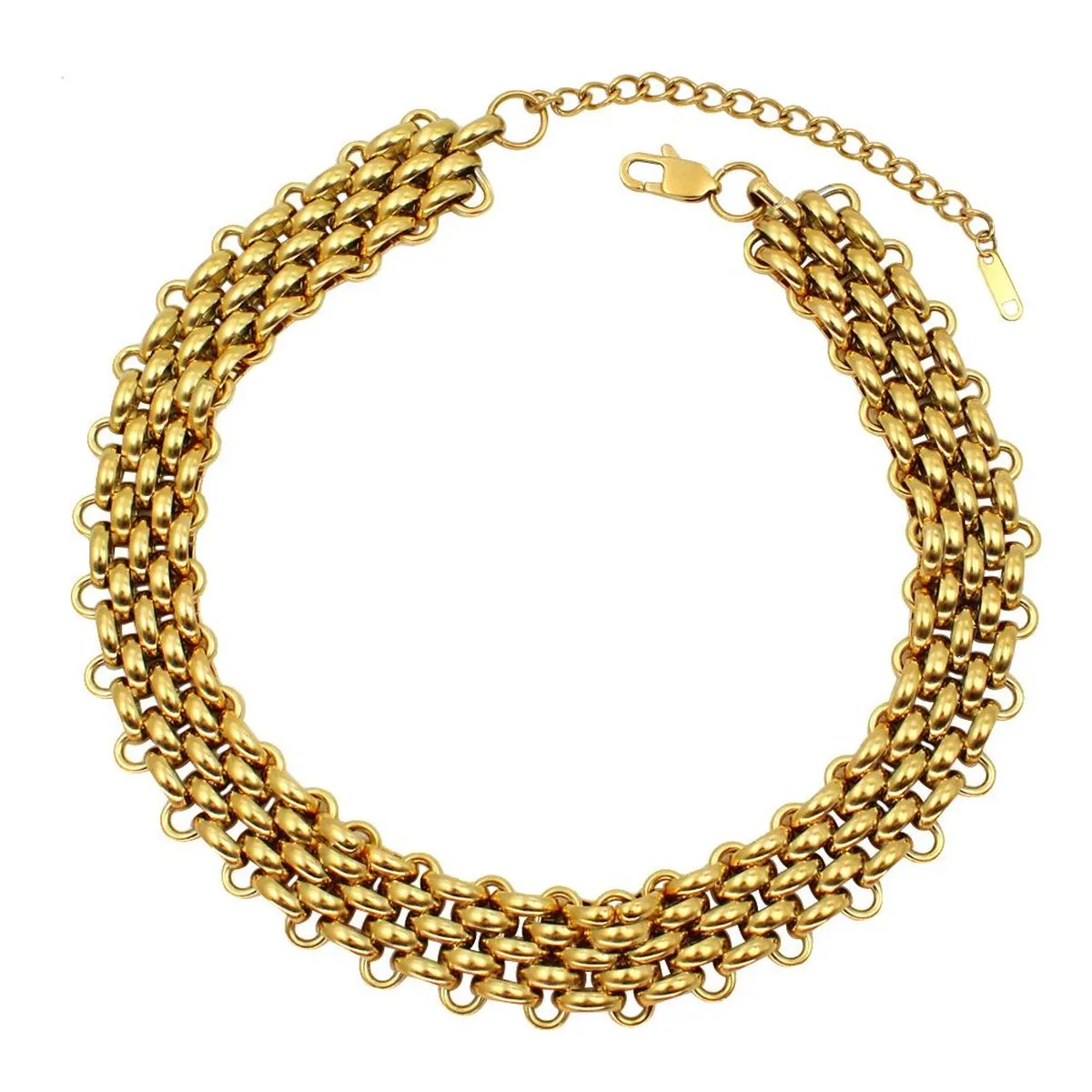 18K Gold Anti Tarnish Stainless Steel Choker Chain Necklace For Women