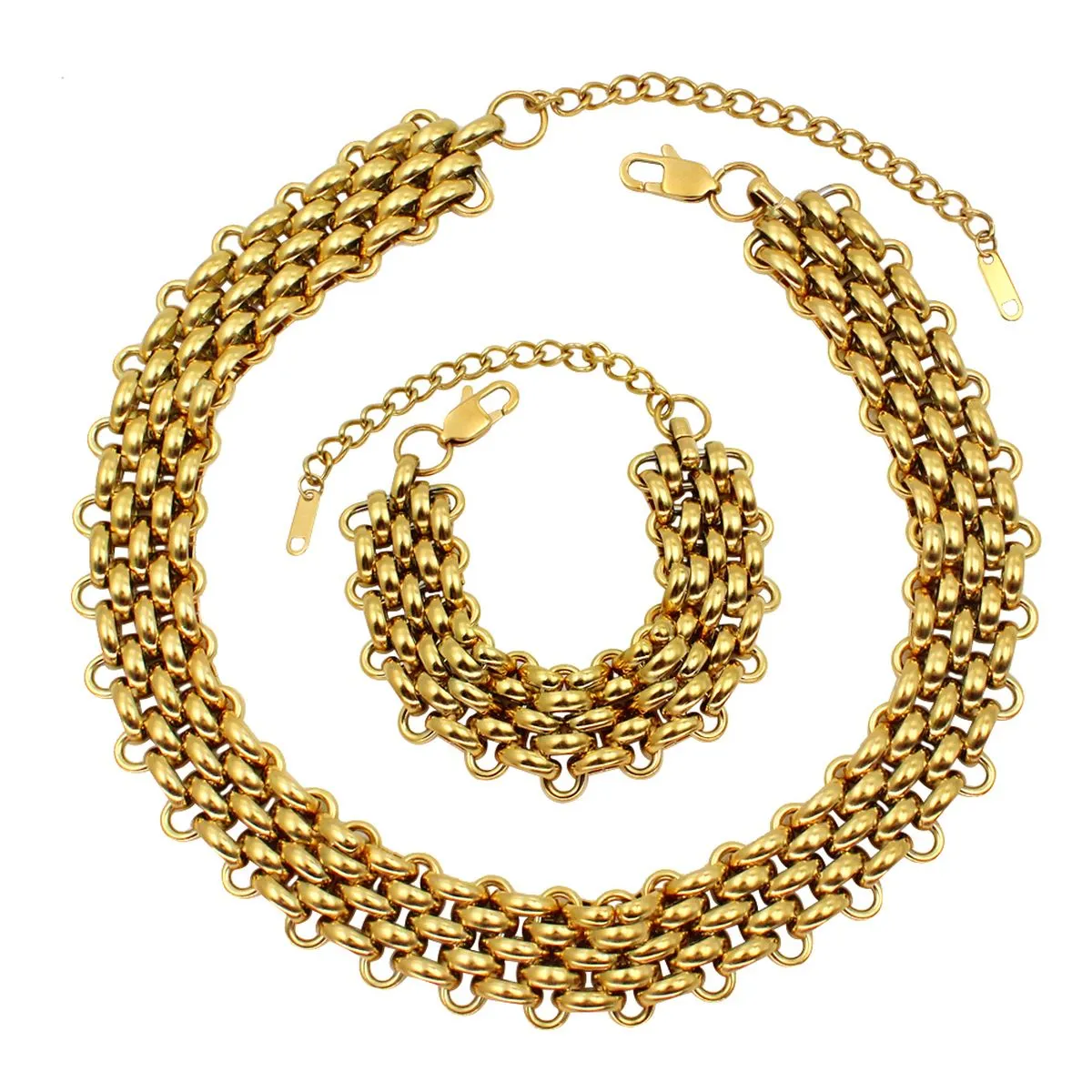 18K Gold Anti Tarnish Stainless Steel Choker Chain Necklace For Women