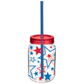 18OZ PLASTIC MASON JAR CUP WITH STRAW