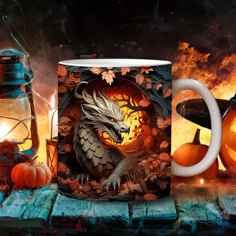 3D Dragon Mug Wrap Design