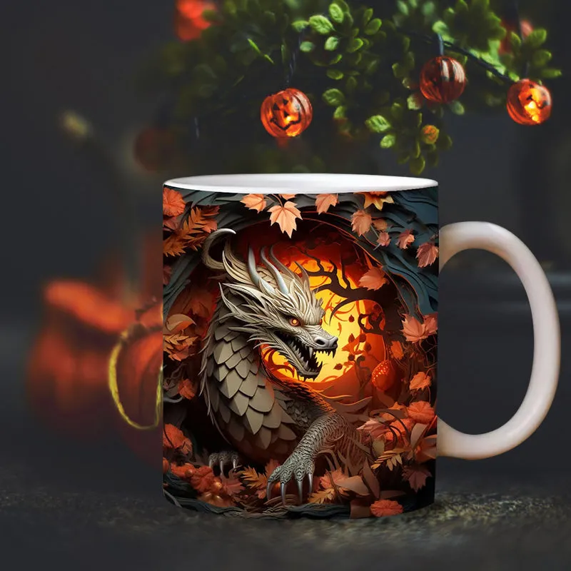 3D Dragon Mug Wrap Design