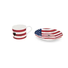 #411 cocknload cup/saucer USA print