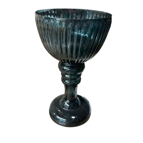 Aqua Blue Glass Goblet/Candle Holder