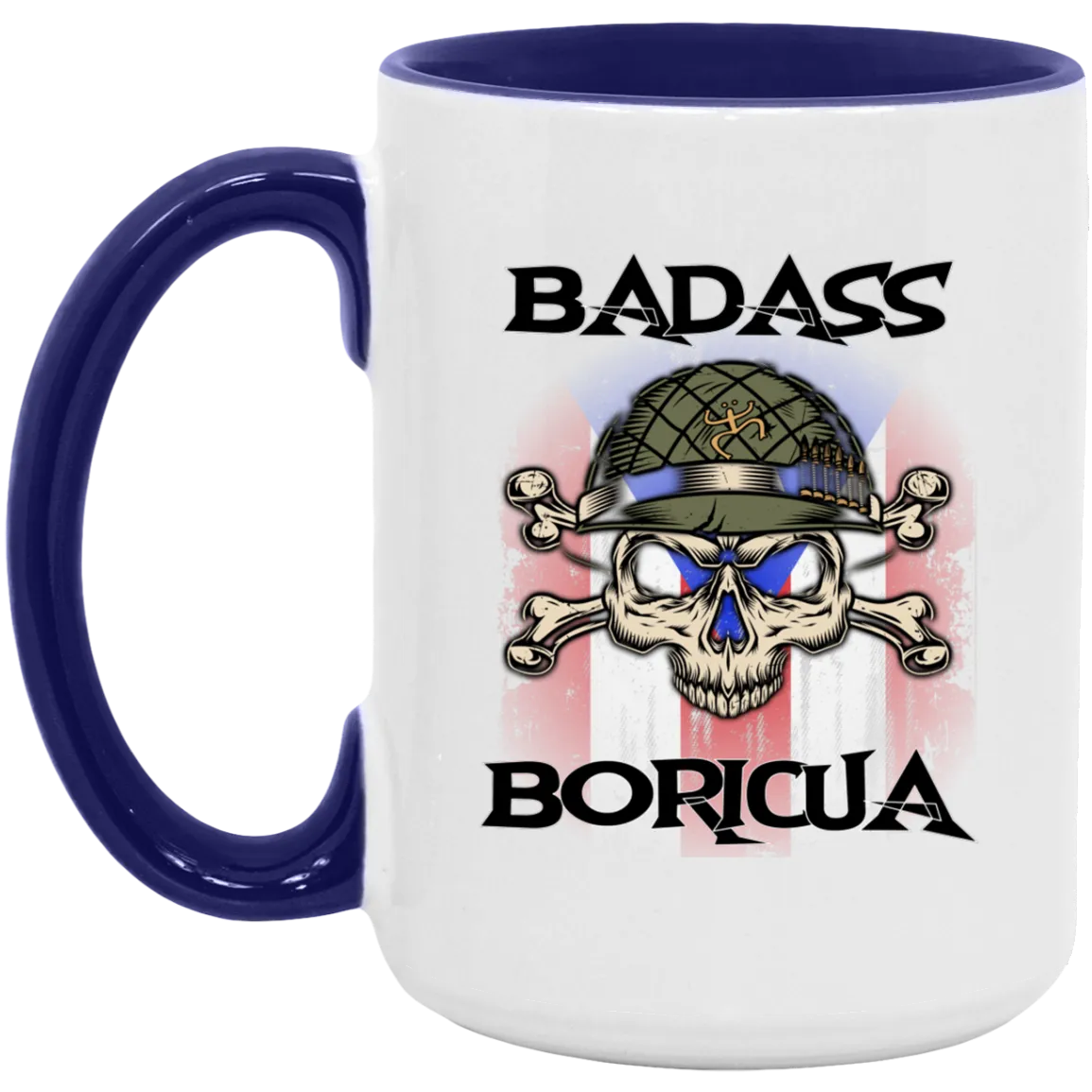 Badass Boricua Skull X Bones 15oz. Accent Mug