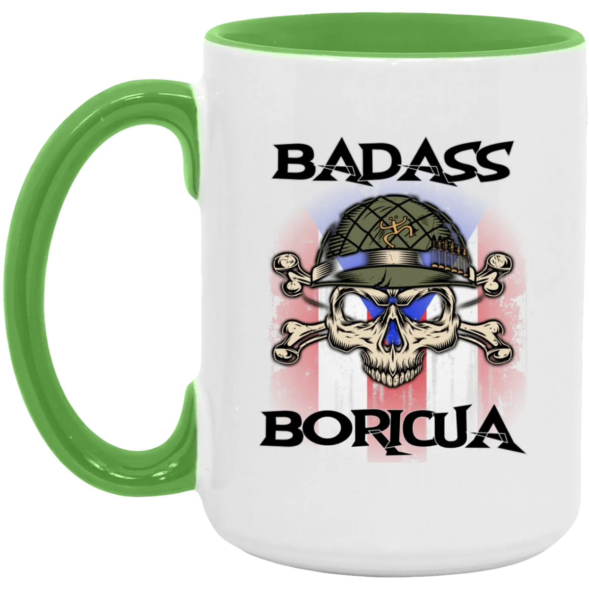 Badass Boricua Skull X Bones 15oz. Accent Mug