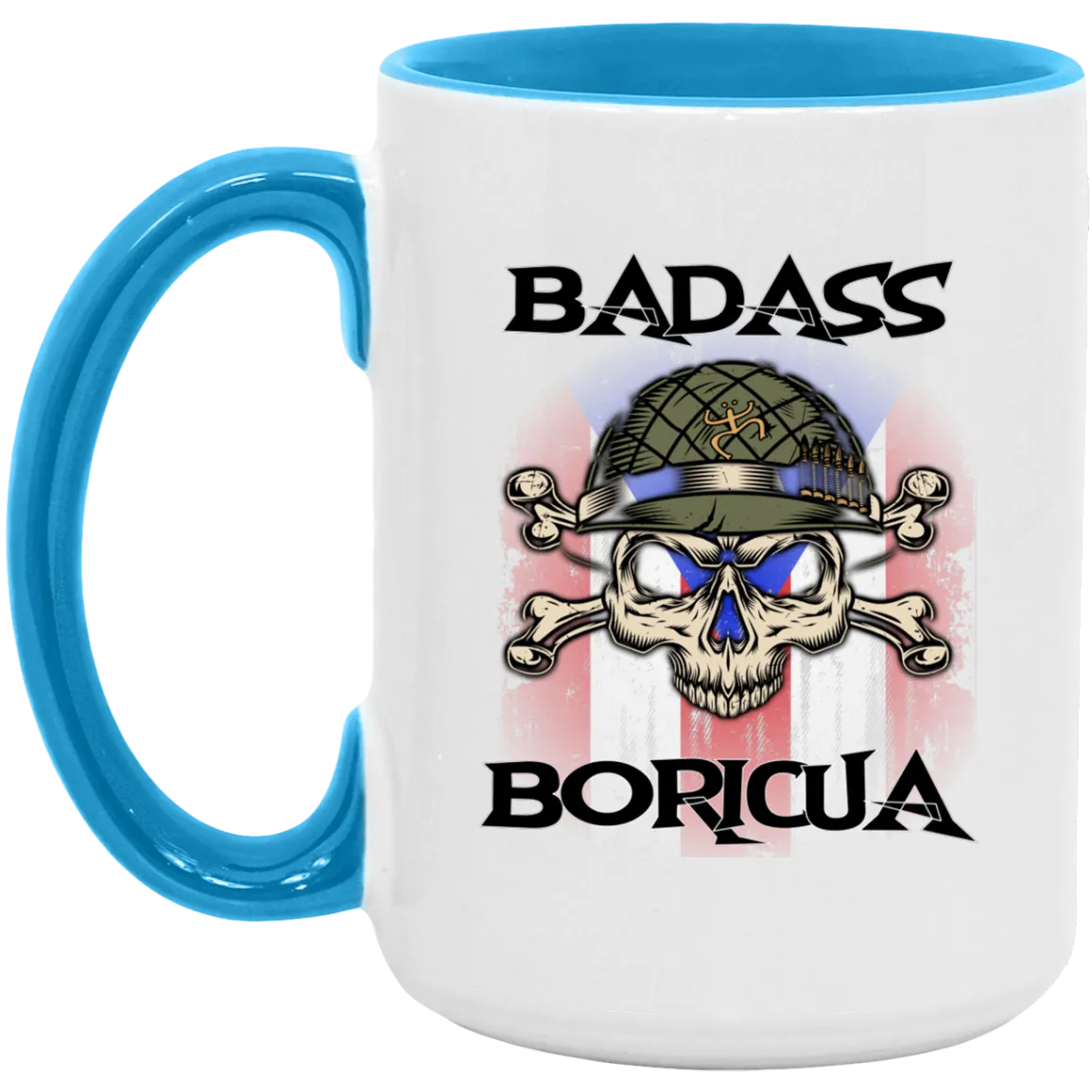 Badass Boricua Skull X Bones 15oz. Accent Mug