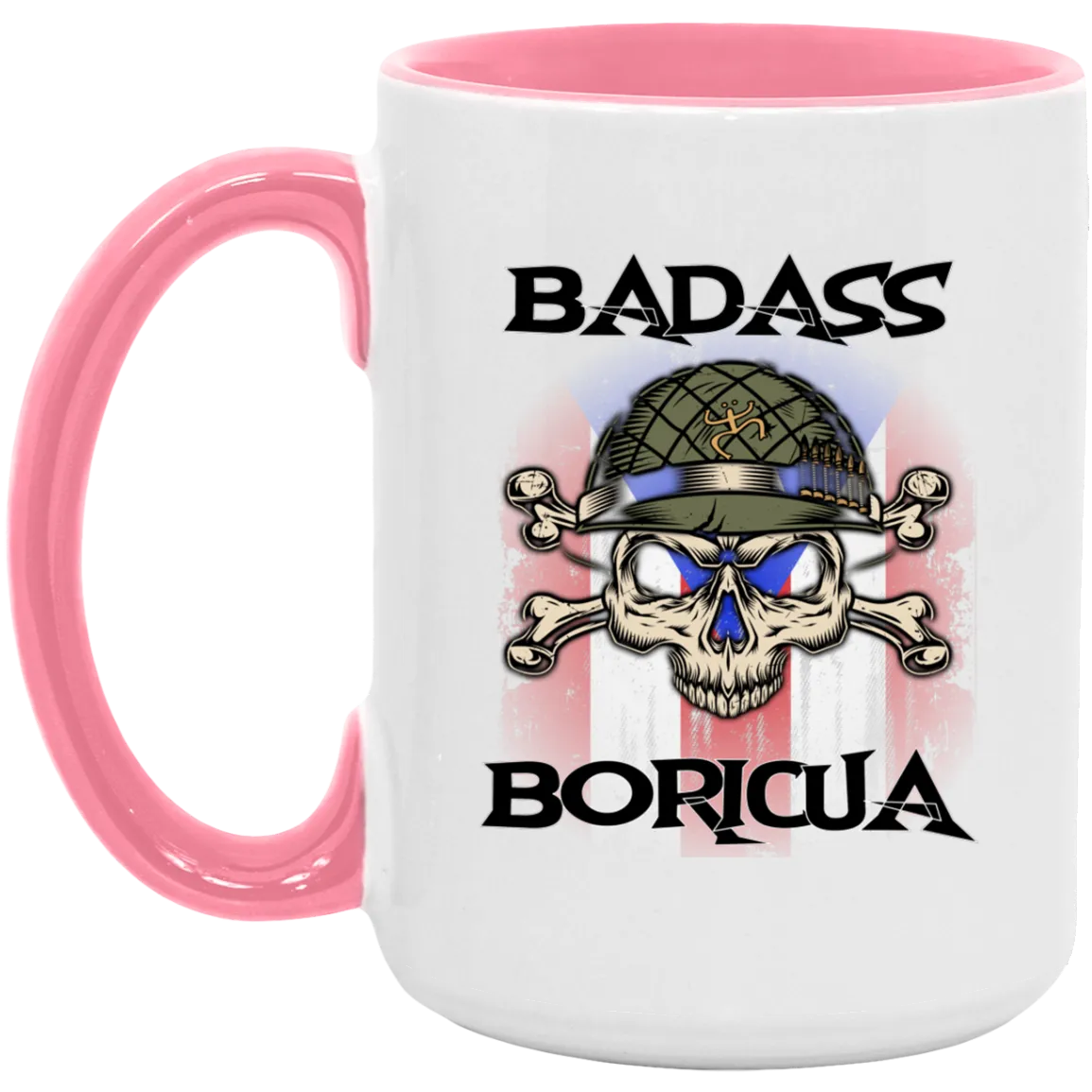 Badass Boricua Skull X Bones 15oz. Accent Mug