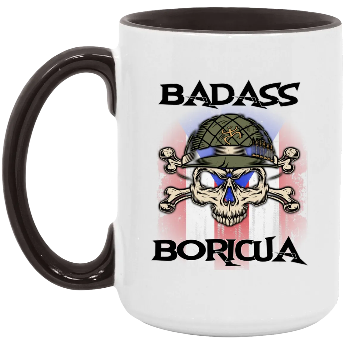 Badass Boricua Skull X Bones 15oz. Accent Mug