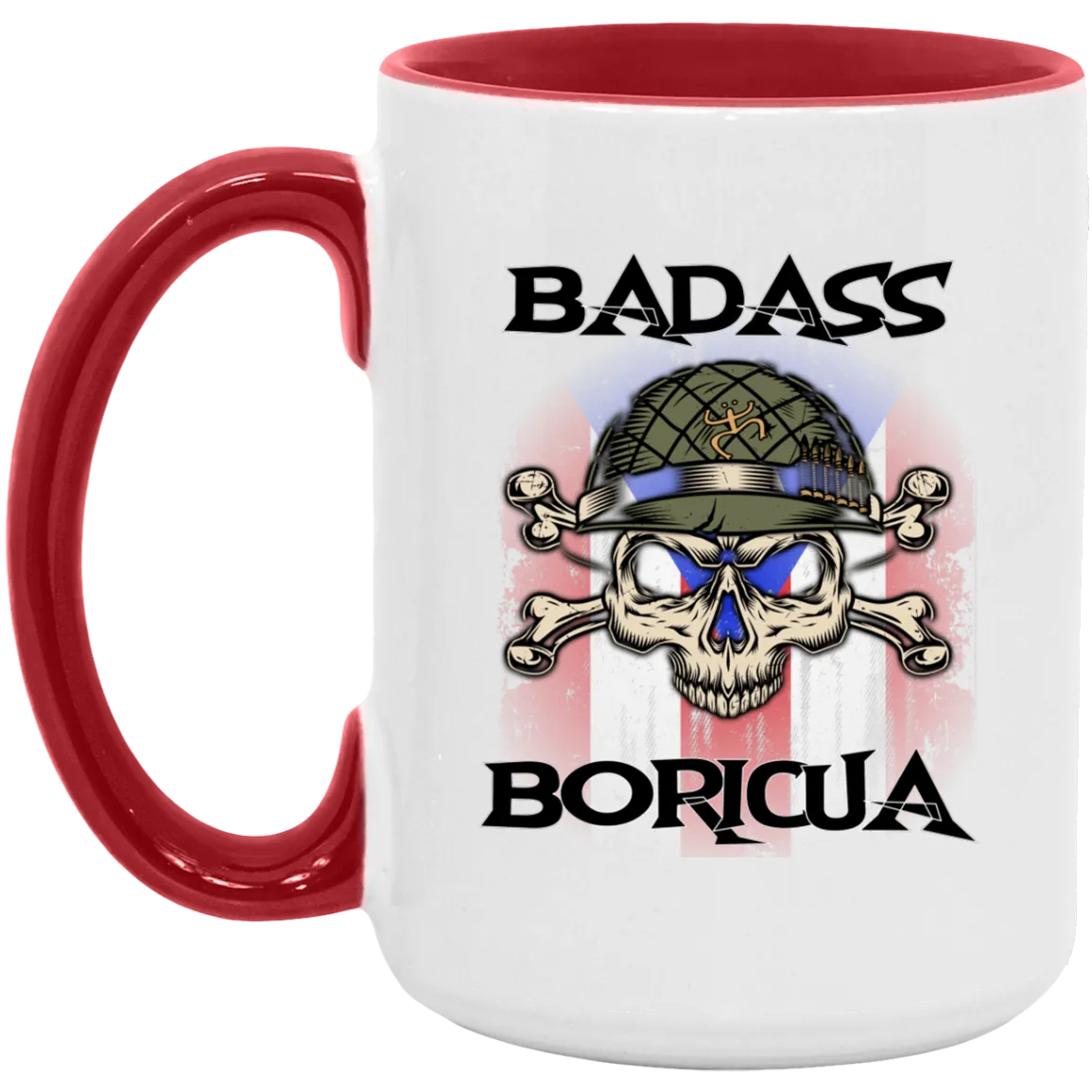 Badass Boricua Skull X Bones 15oz. Accent Mug