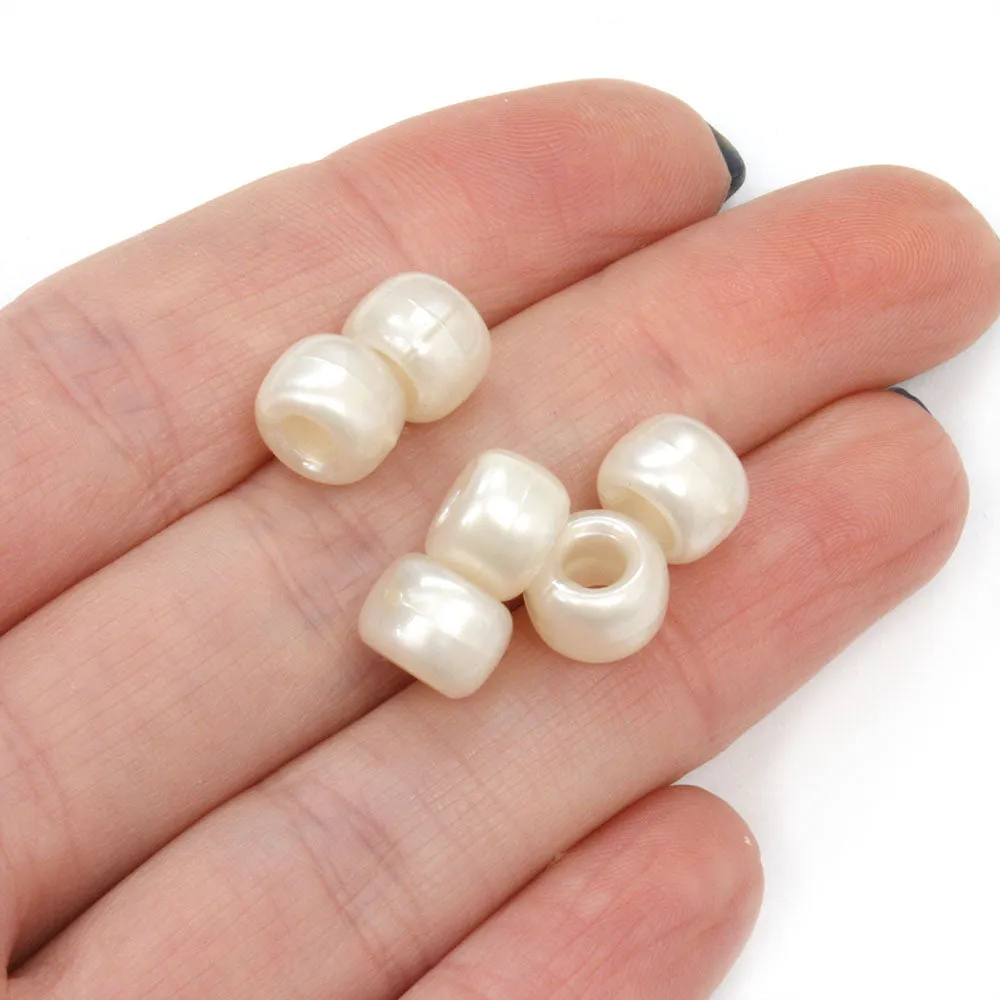 Bath Pearl Cream Plastic Barrel Pony 6x8mm-Pack of 500