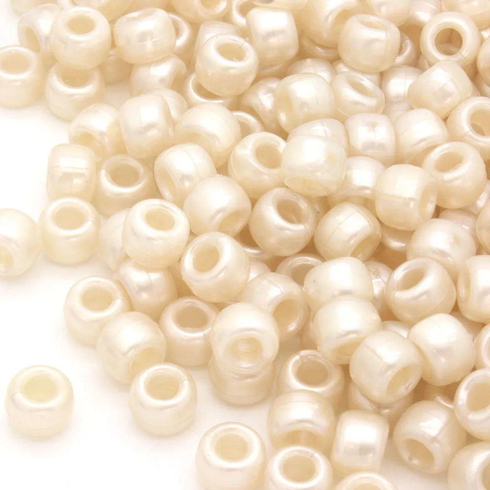 Bath Pearl Cream Plastic Barrel Pony 6x8mm-Pack of 500