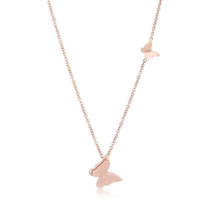 Beatrice Rose Gold Stainless Steel Delicate Butterfly Necklace