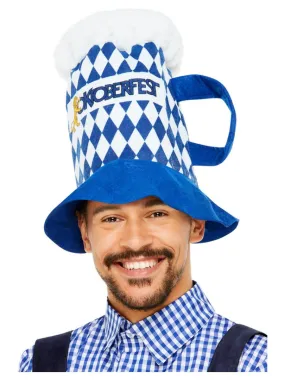 Beer Festival Beer Hat, Blue & White Chequered