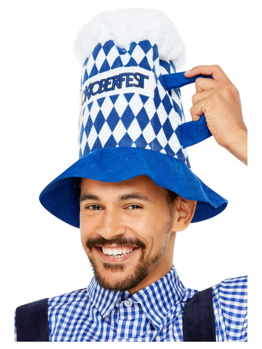 Beer Festival Beer Hat, Blue & White Chequered