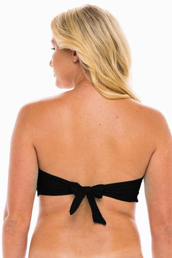 Black Curvy Large Cup Bandeau Swim Top - Final Sale