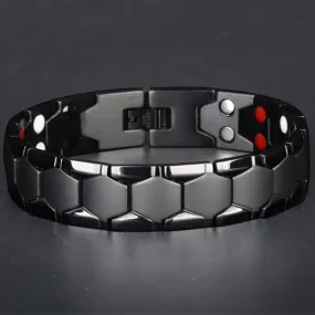 Black Stainless Steel Magnet Health Care Therapy Bio Energy Bracelet