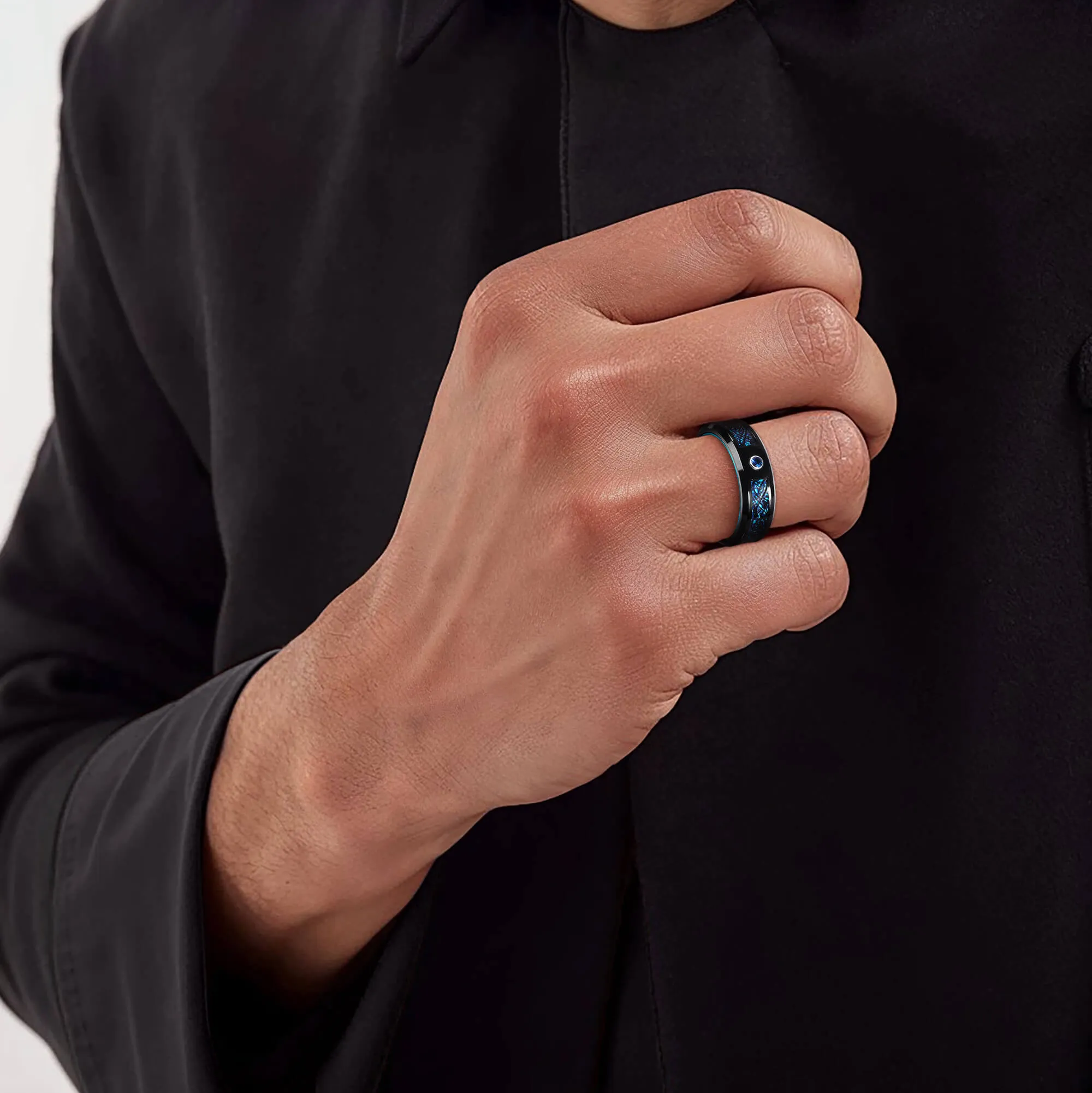 Blaze Blue Band Men's Ring