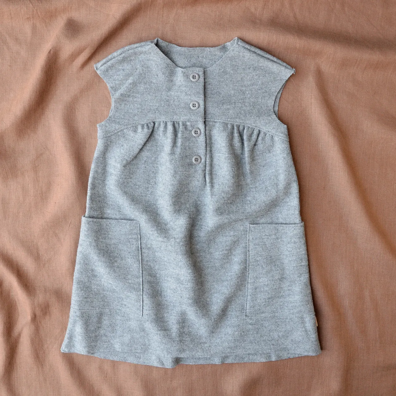 Boiled Wool Pocket Dress - Grey (1-8y)