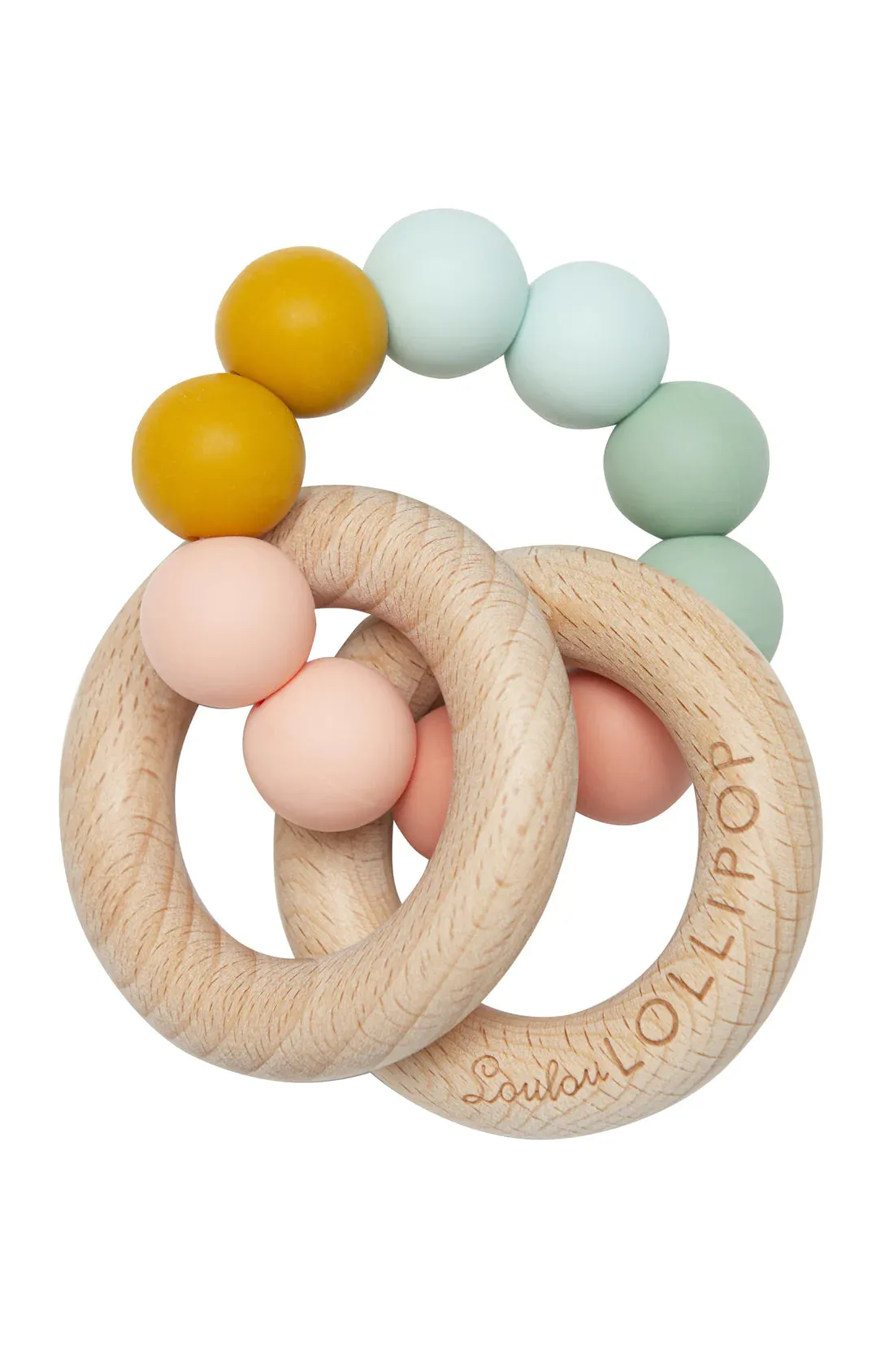 Bubble Silicone and Wood Rattle