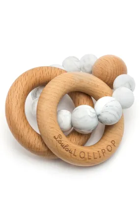 Bubble Silicone and Wood Rattle