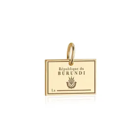 Burundi Passport Stamp Charm Solid Gold