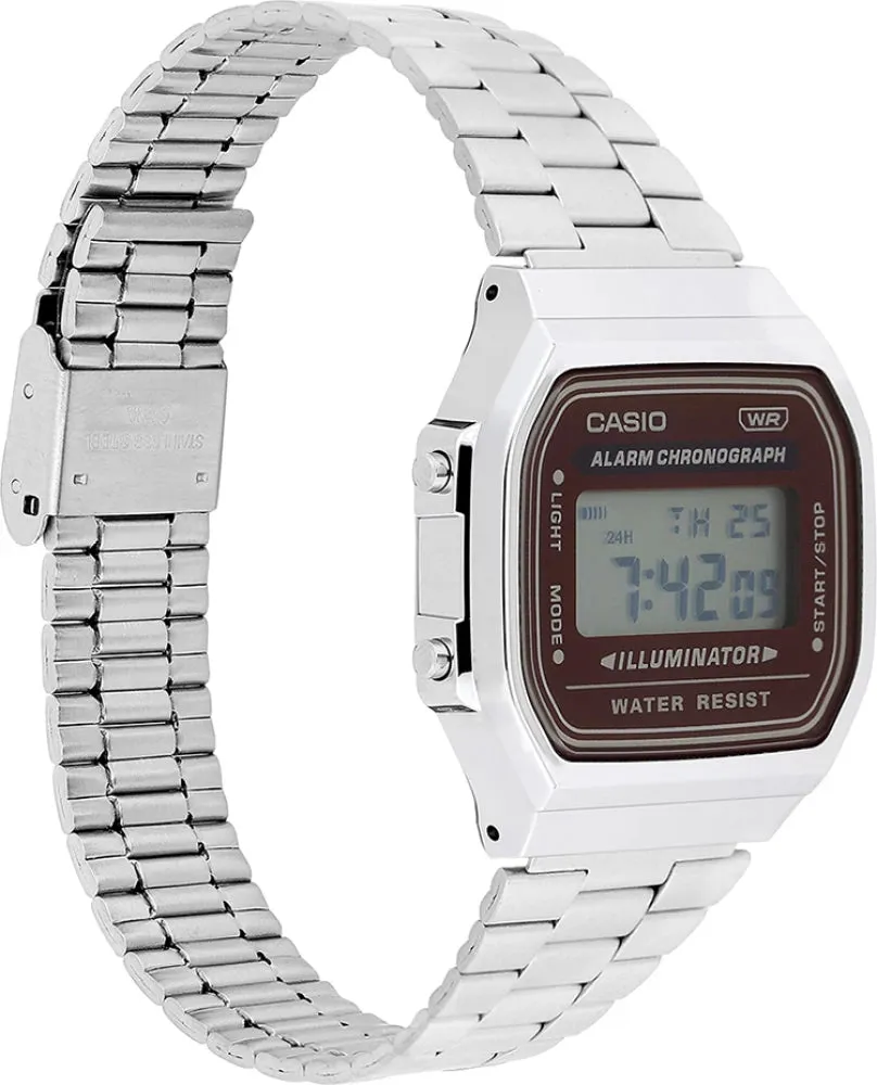 Casio Vintage Brown Dial Digital Stainless Steel Watch | A168WA-5AYDF