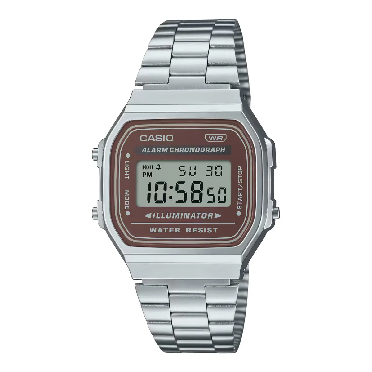 Casio Vintage Brown Dial Digital Stainless Steel Watch | A168WA-5AYDF