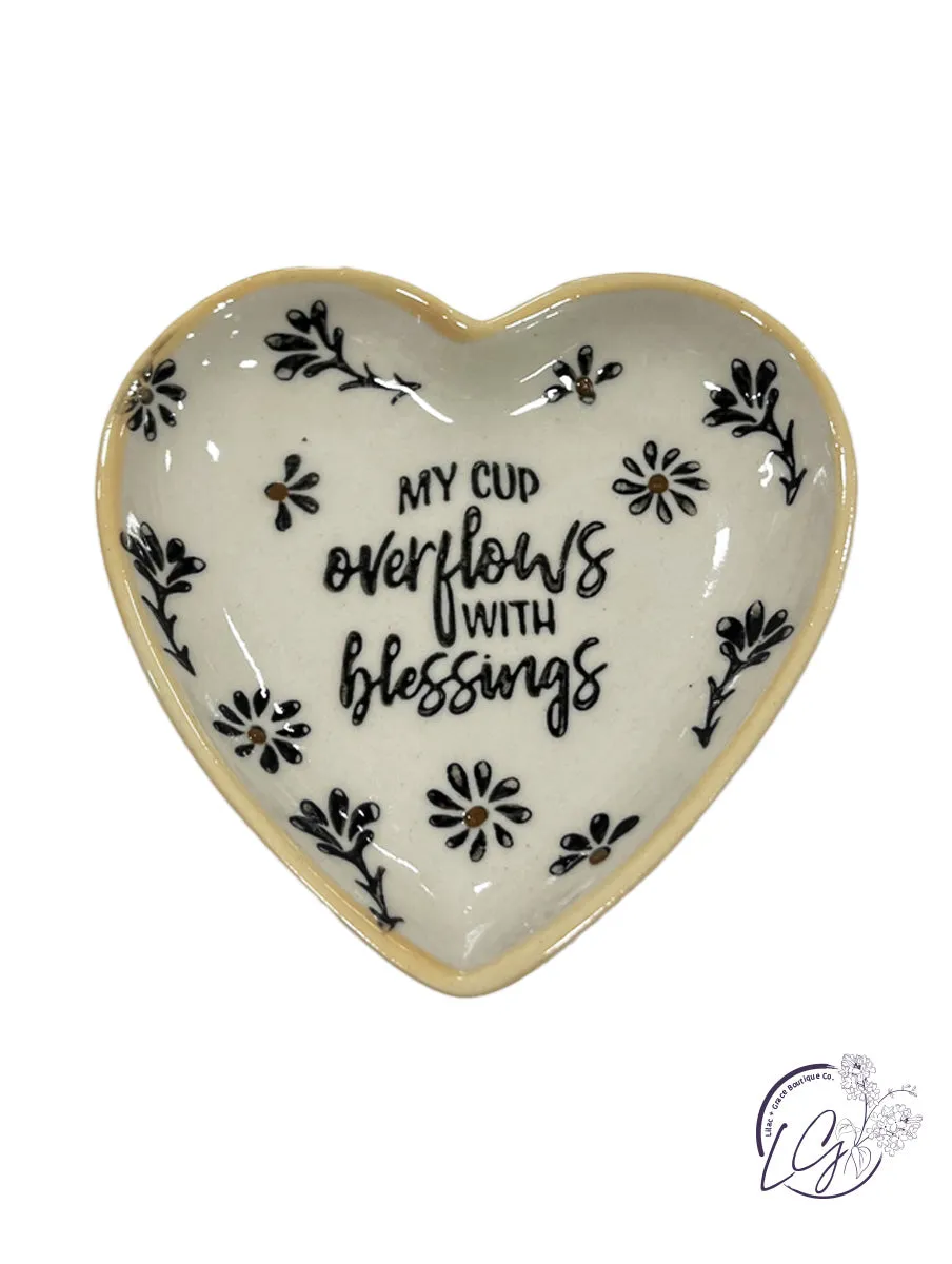 Ceramic Coffee & Faith Heart Trinket Tray