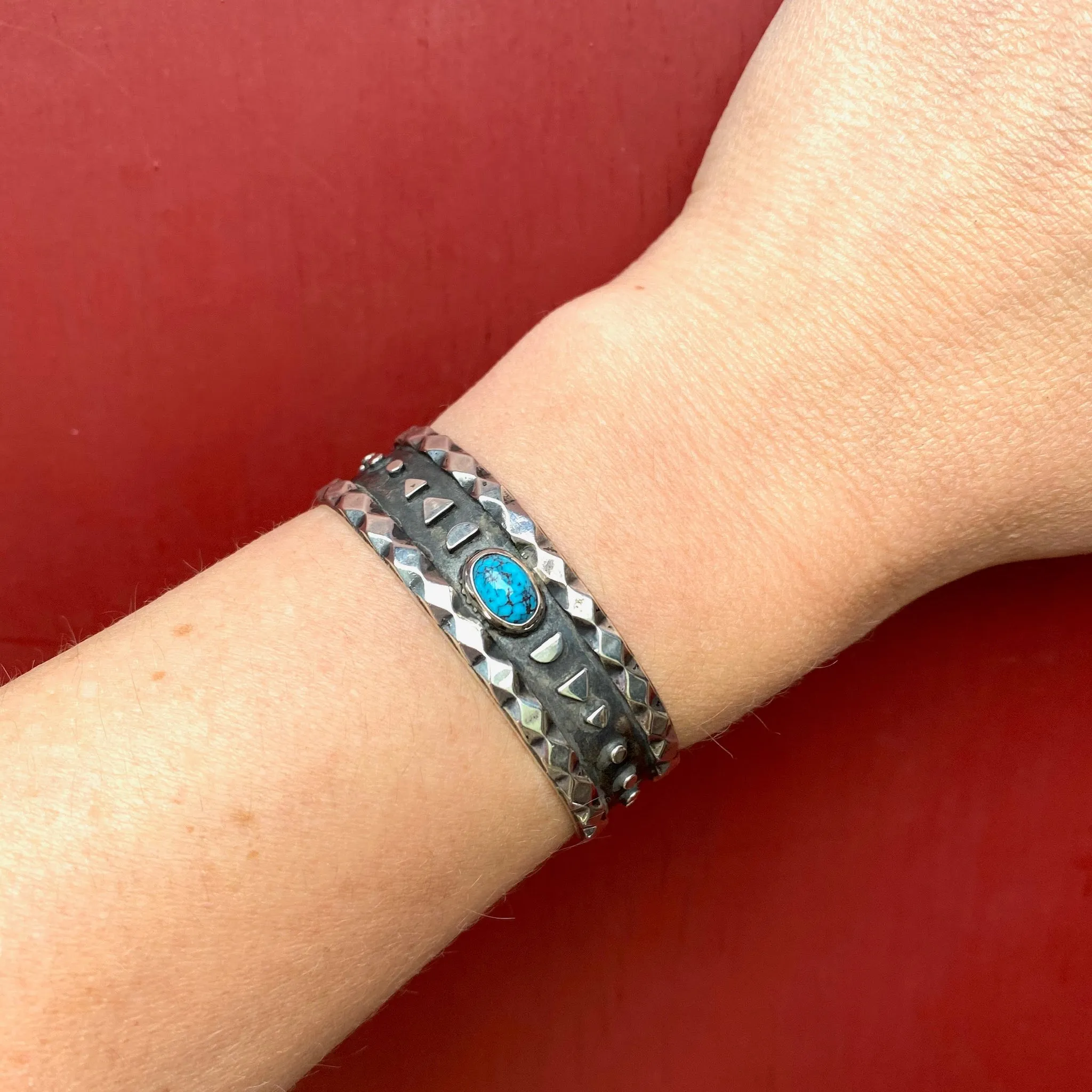 Child's Charming Cuff Bracelet in Silver & Turquoise