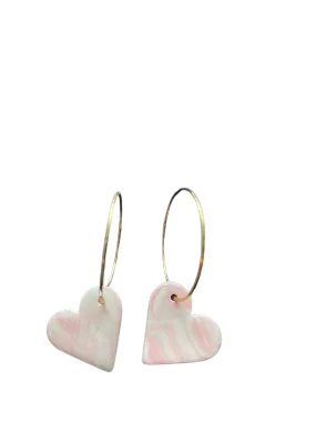 CHLOÉ JULIETTE STUDIO Heart hoops marble nude pink gold