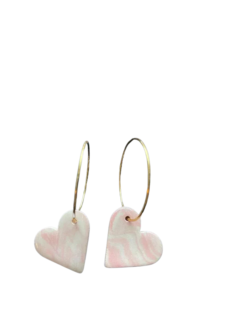 CHLOÉ JULIETTE STUDIO Heart hoops marble nude pink gold