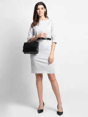 Cotton Stretch Sheath Dress - Cloud Grey