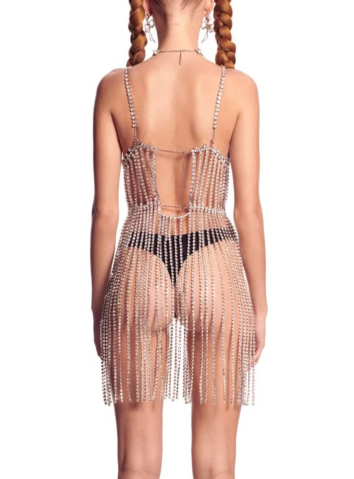 Crystal Bustier Fringe Dress