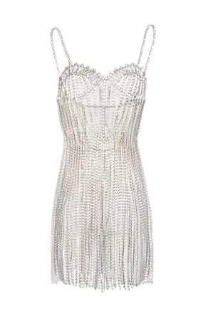 Crystal Bustier Fringe Dress