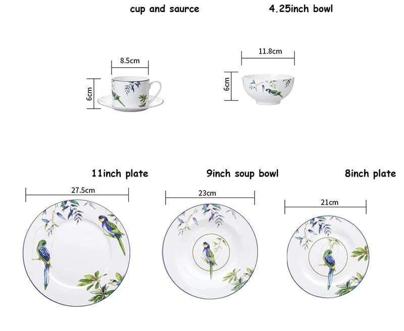 Cutlery Hand-painted Bird Porcelain Dinning Set