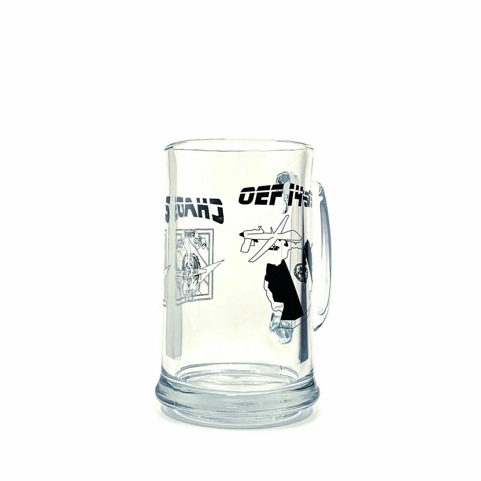 Distinguished Operation Enduring Freedom CHAOS Gray Eagle OEF 14-15 Clear Glass Mug