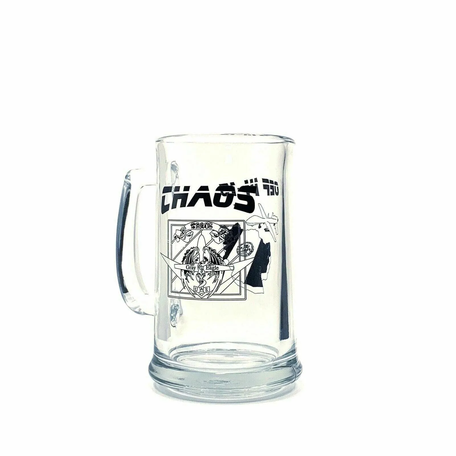 Distinguished Operation Enduring Freedom CHAOS Gray Eagle OEF 14-15 Clear Glass Mug