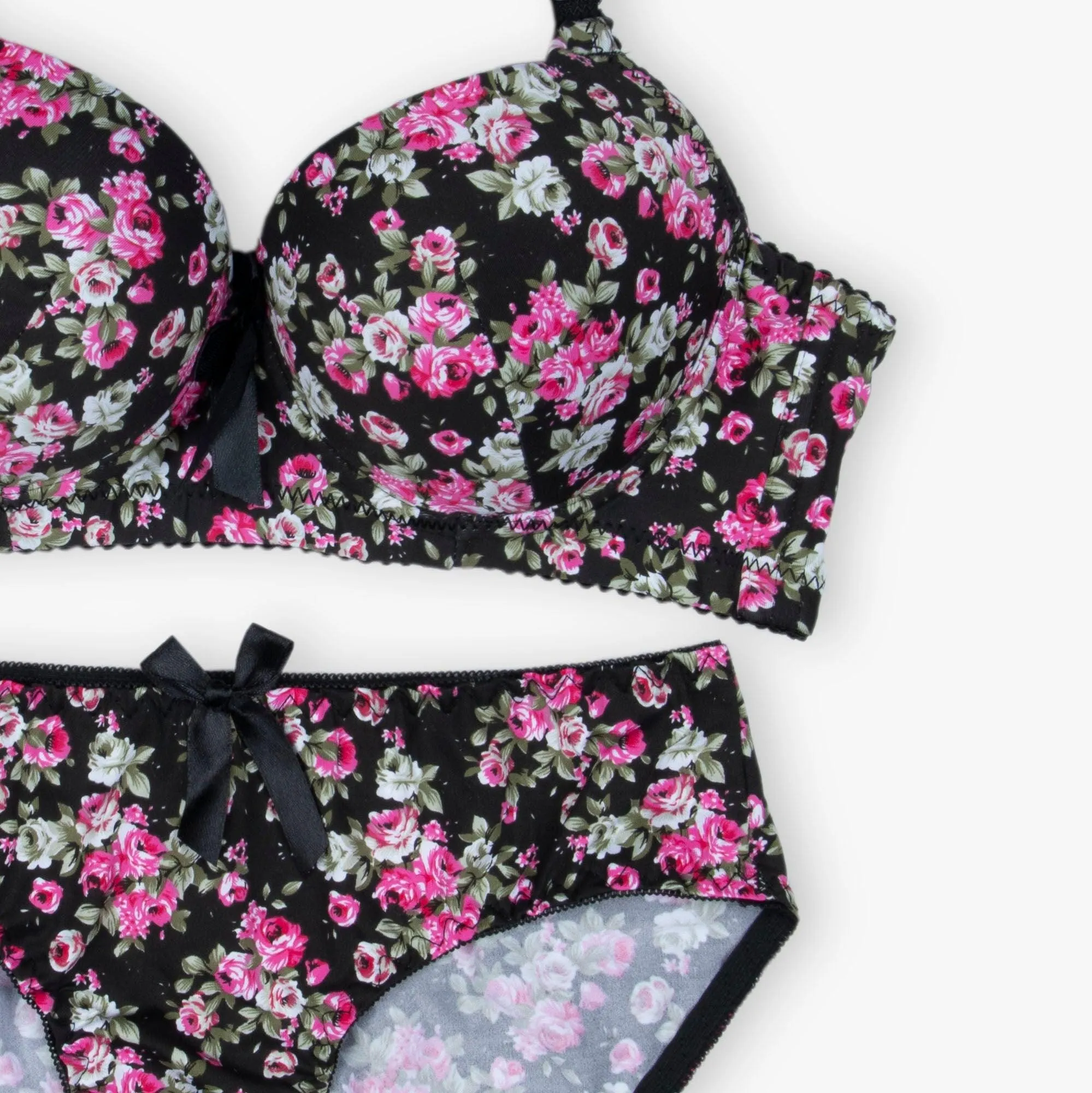 Espicopink | Black Floral Padded Set