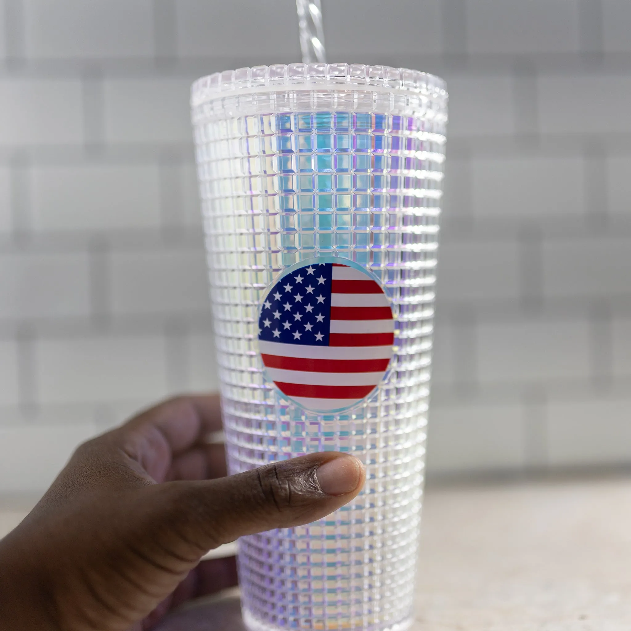 Flag Tumbler with Straw