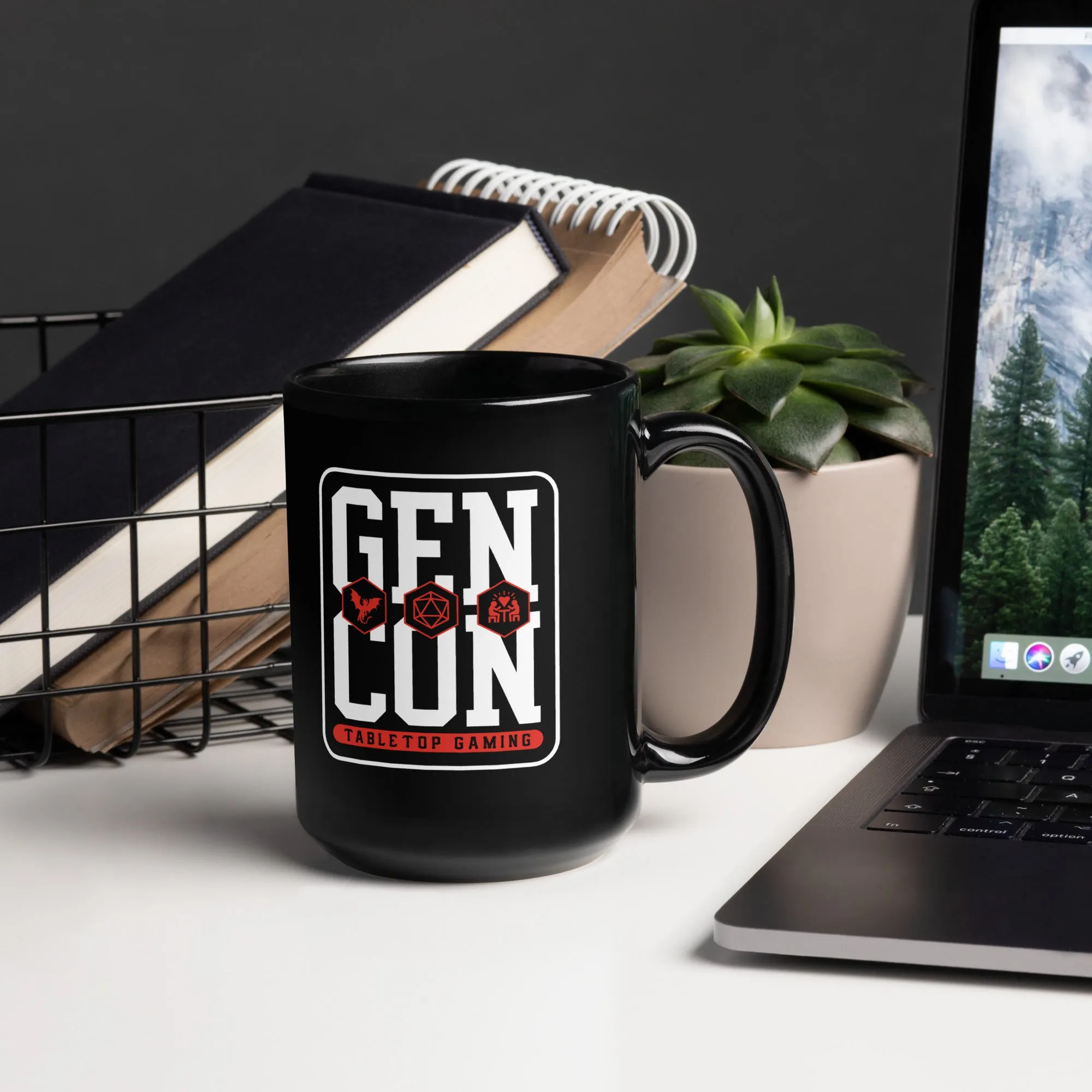 Gen Con Icons Black Glossy Mug