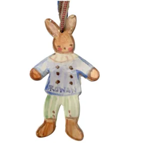 Green Striped Boy Bunny Ornament