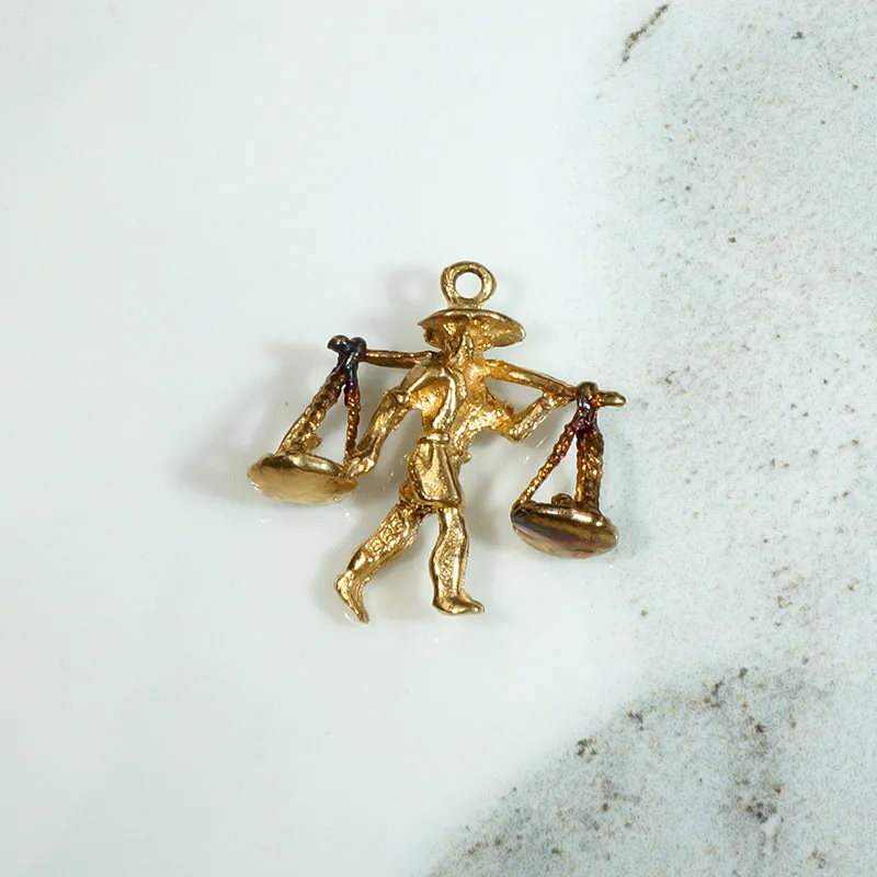 Highly Detailed 14k Gold Peasant Charm