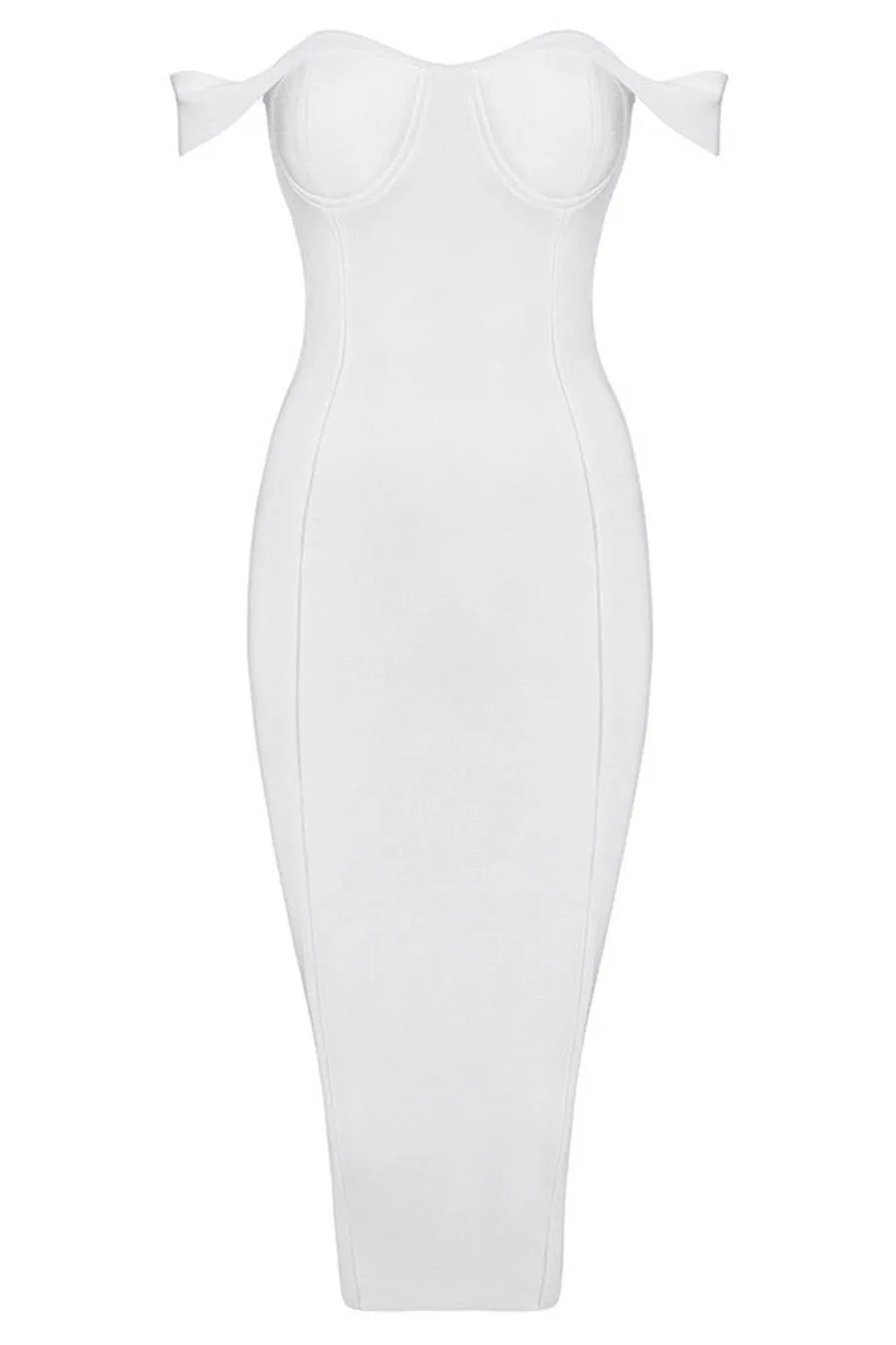 Honey Couture BECKY White Off Shoulder Bustier Bandage Dress