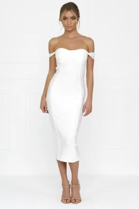 Honey Couture BECKY White Off Shoulder Bustier Bandage Dress