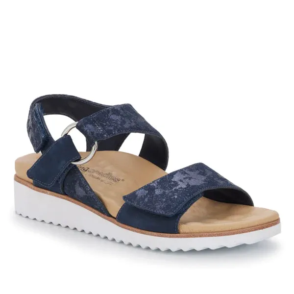 Huntley Sandal: Navy Metallic Drops Leather/Navy Nubuck I Walking Cradle