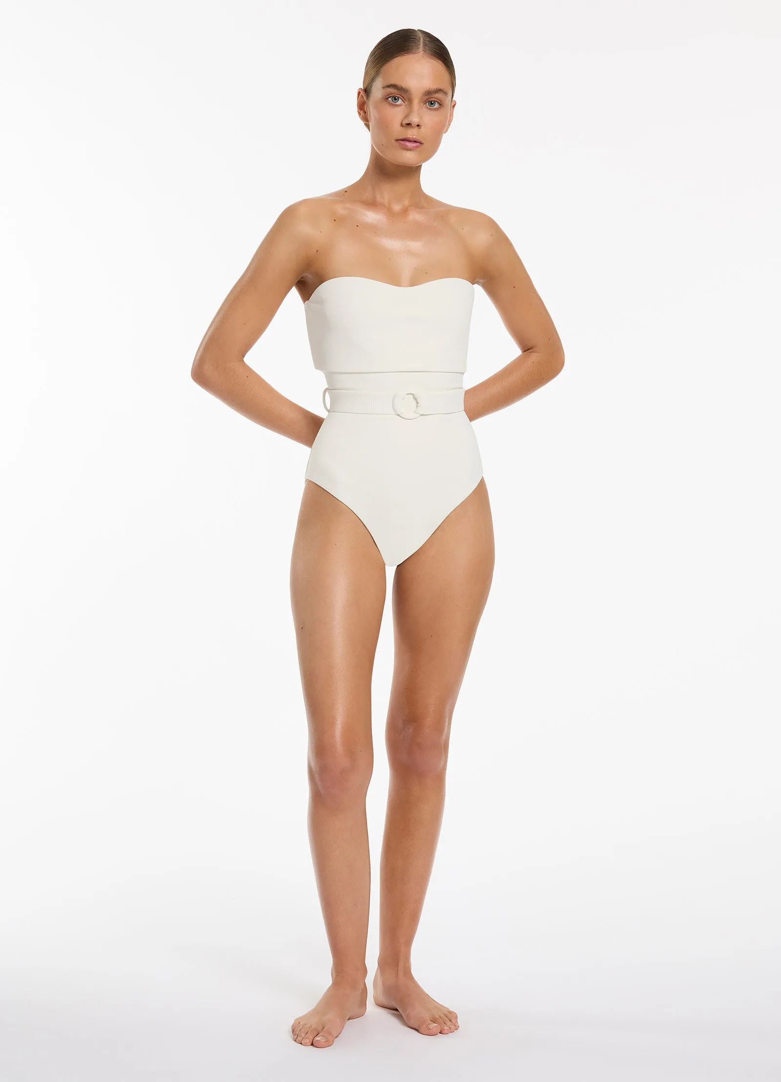 Isla Rib Bandeau One Piece - Cream